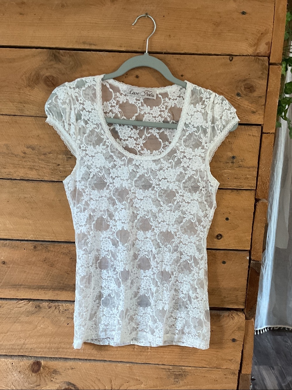 Love Notes White Sheer Floral Lace Short Sleeve Tee